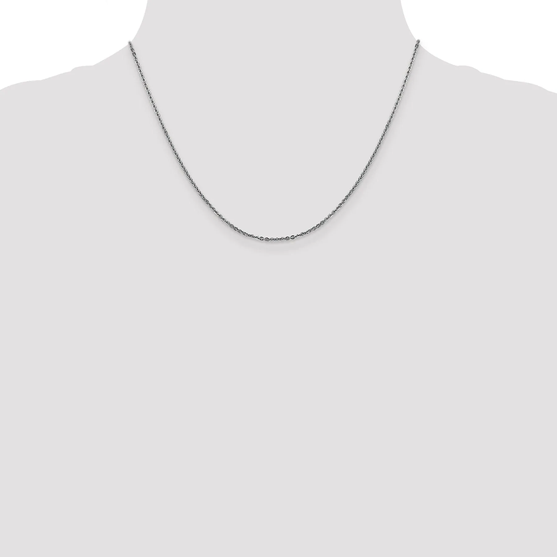 14K White Gold 1.7 mm Flat Cable Chain