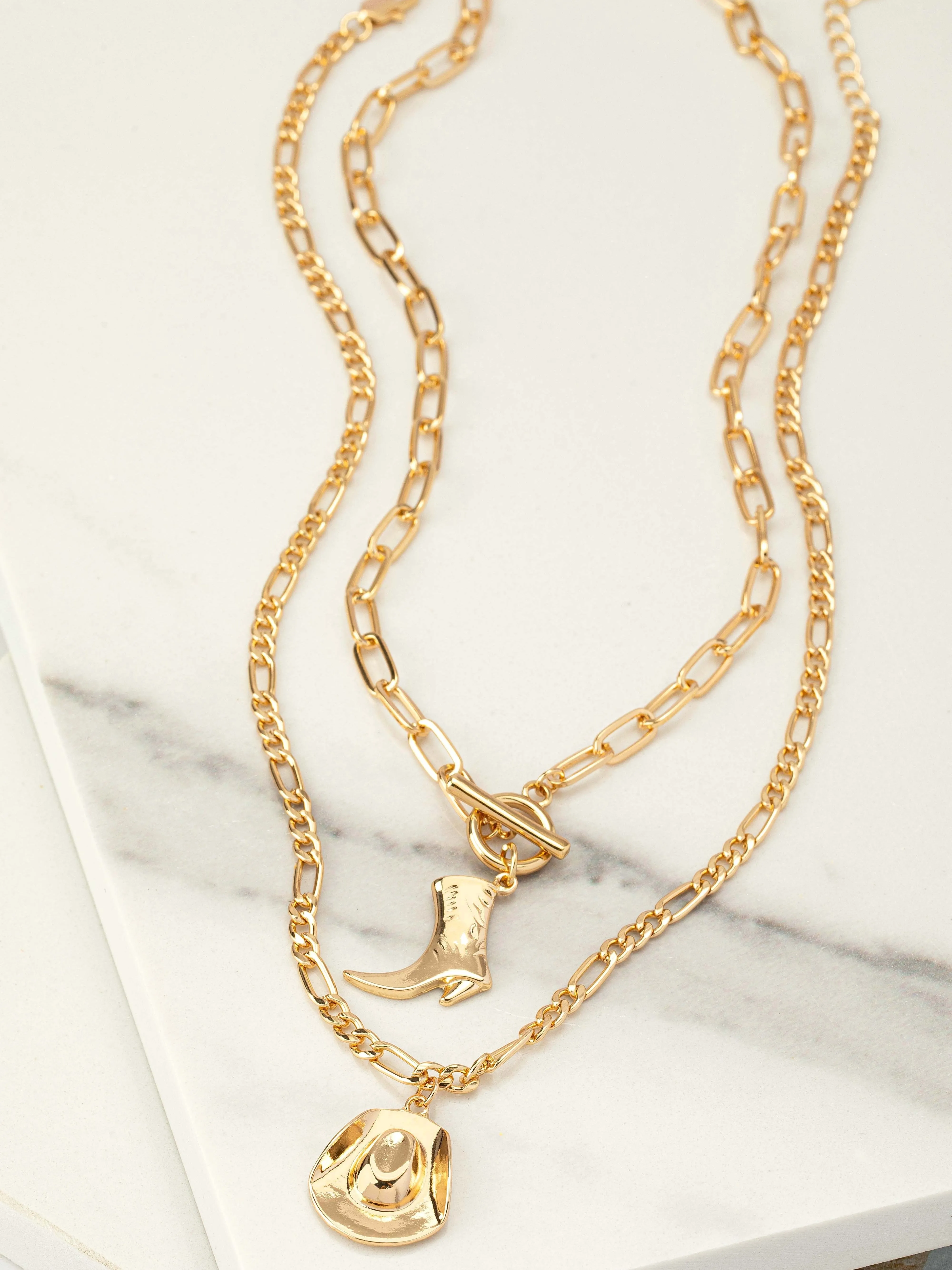 27 Western 2-in-1 Hat and Boot Necklace Set