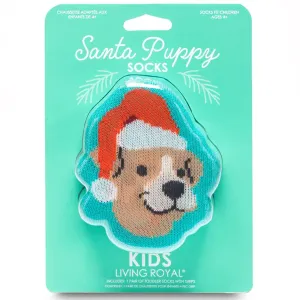 3D Packaged Crew Socks - Santa Puppy