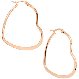 40mm Rose Gold Tone PVD Stainless Steel Heart Hoop Earrings