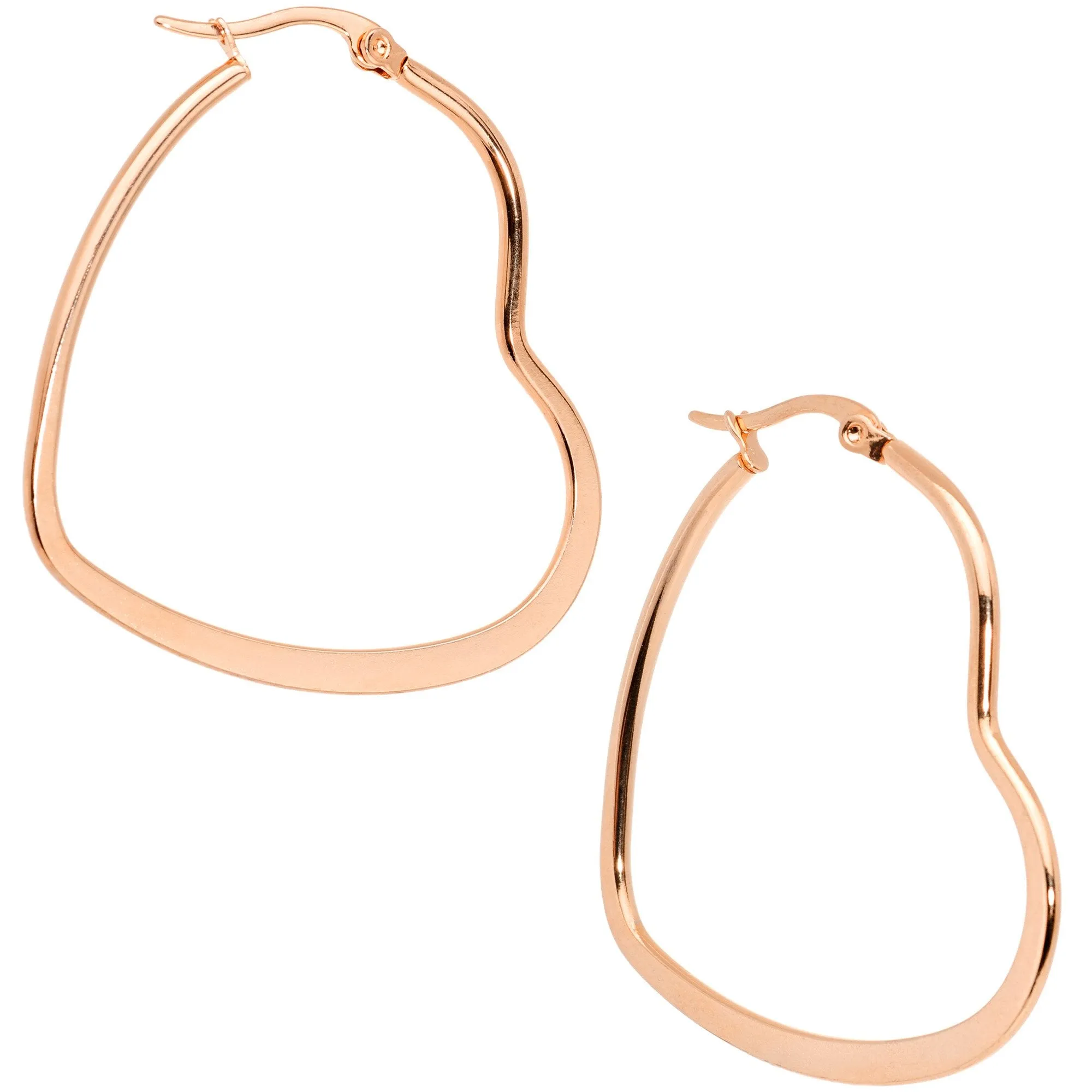 40mm Rose Gold Tone PVD Stainless Steel Heart Hoop Earrings