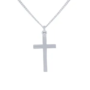 50cm Flat Cross Necklace in Sterling Silver