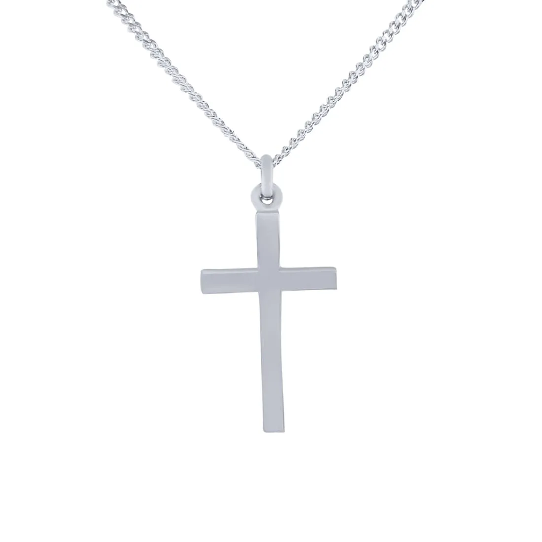 50cm Flat Cross Necklace in Sterling Silver
