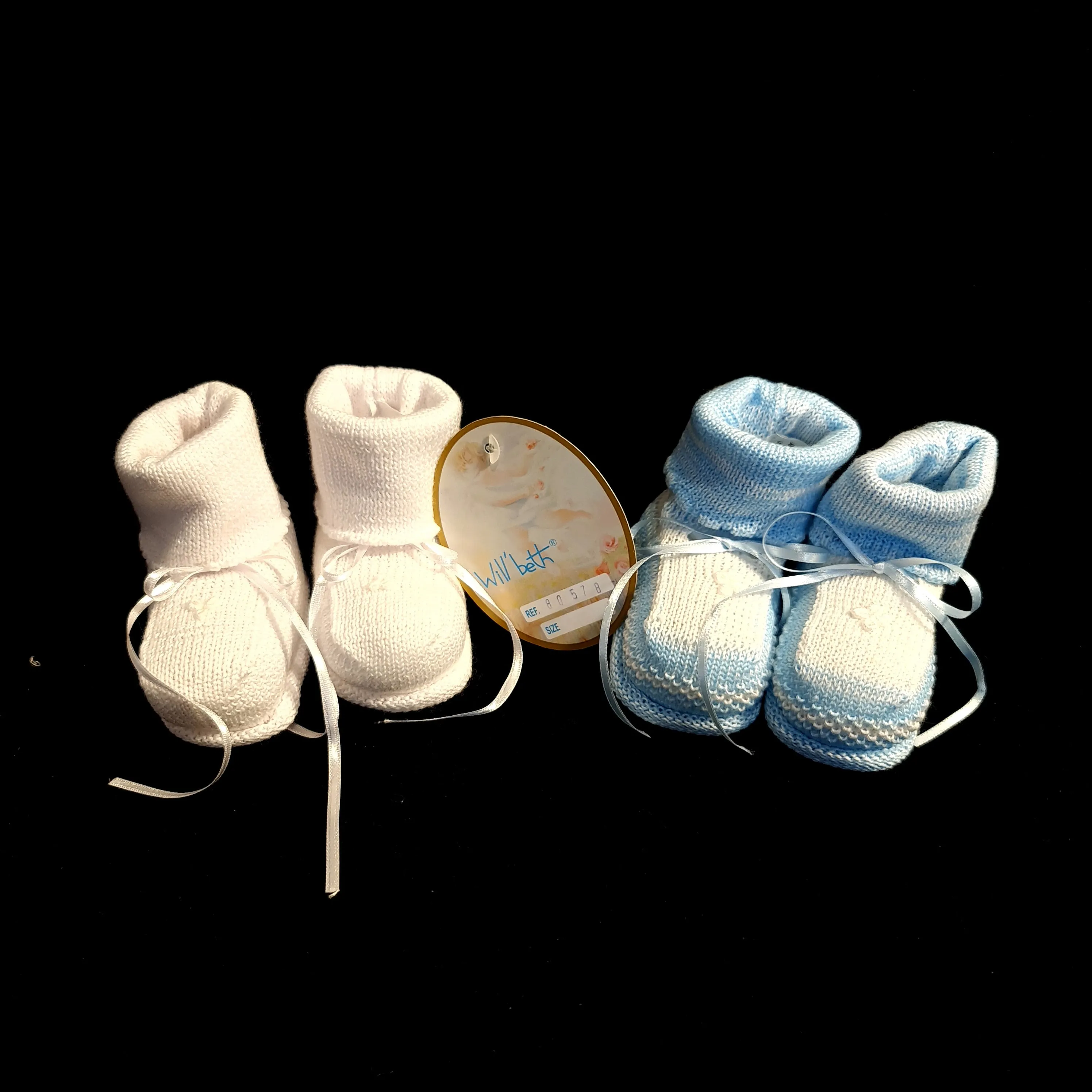 80578 Will Beth Knit booties - white or blue