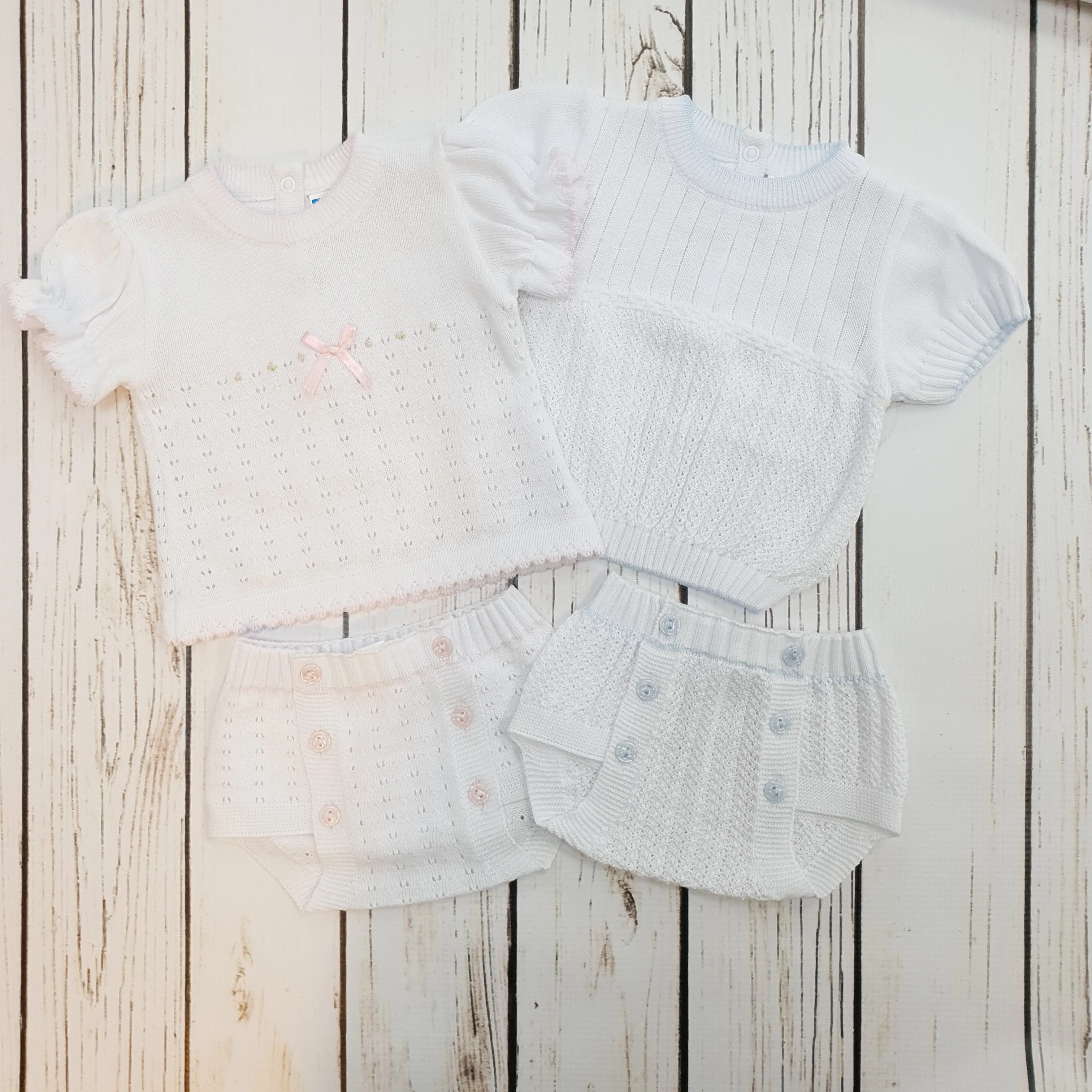 875504 5 Piece Openwork "Vintage" style Knit set with nappy cover pink