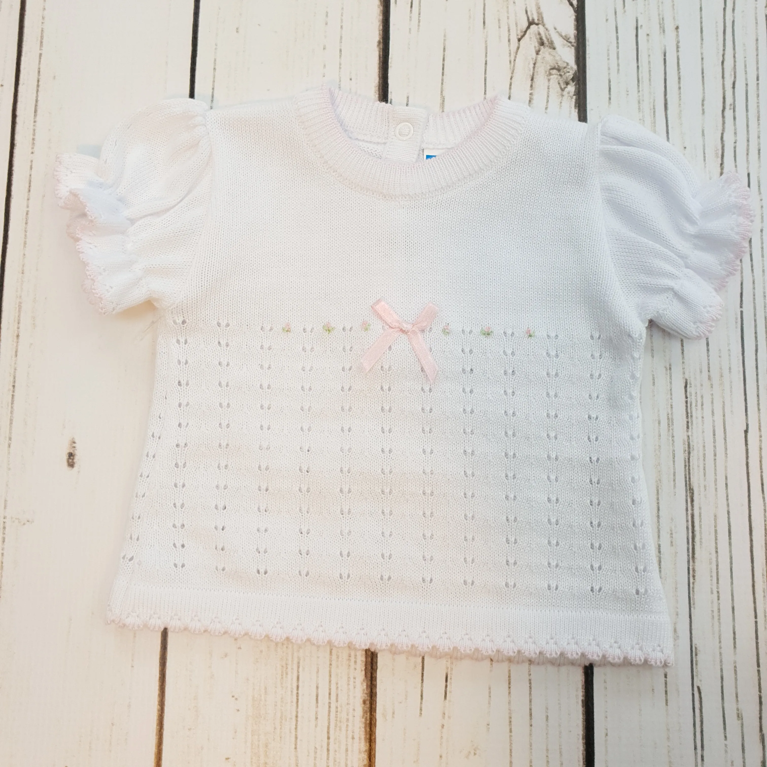 875504 5 Piece Openwork "Vintage" style Knit set with nappy cover pink