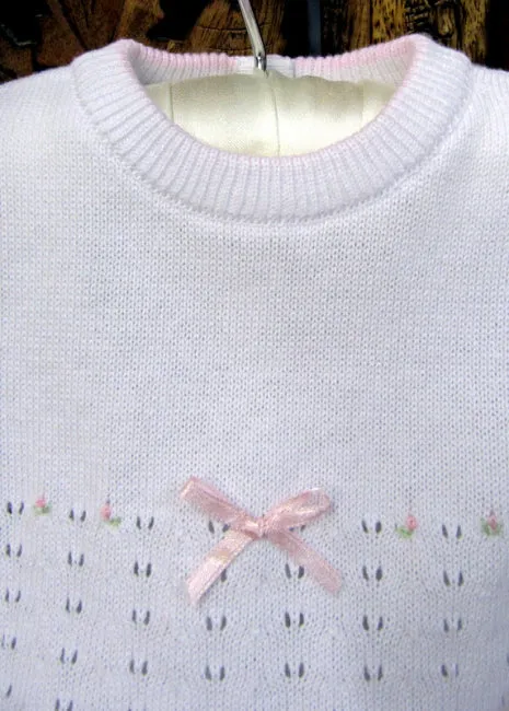 875504 5 Piece Openwork "Vintage" style Knit set with nappy cover pink