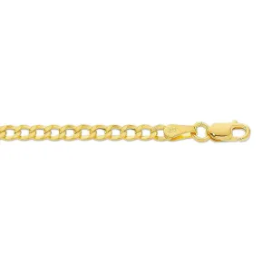9ct Yellow Gold Silver Infused Flat Curb Necklace 50cm