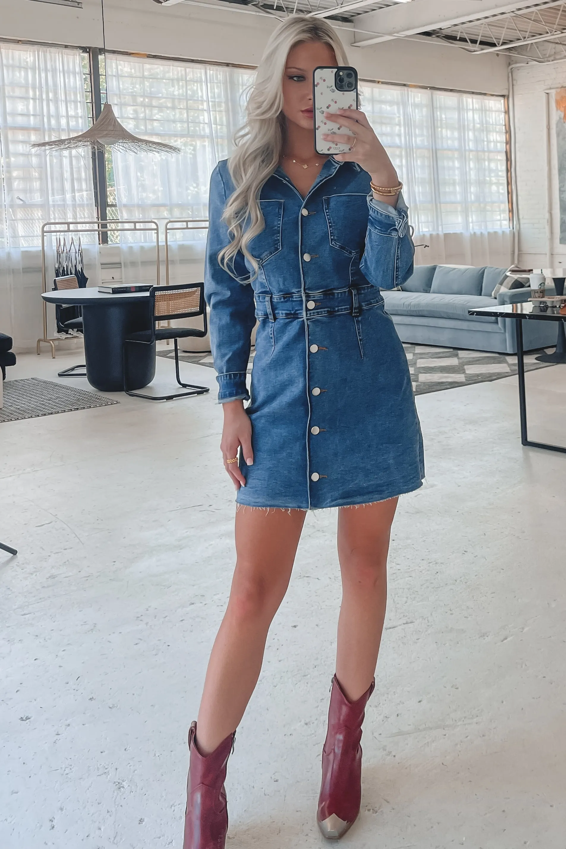 A Denim Daydream Button Up Dress