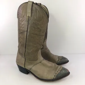 Acme Two Tone Gray Leather Cowboy Western Boots Size 10EW
