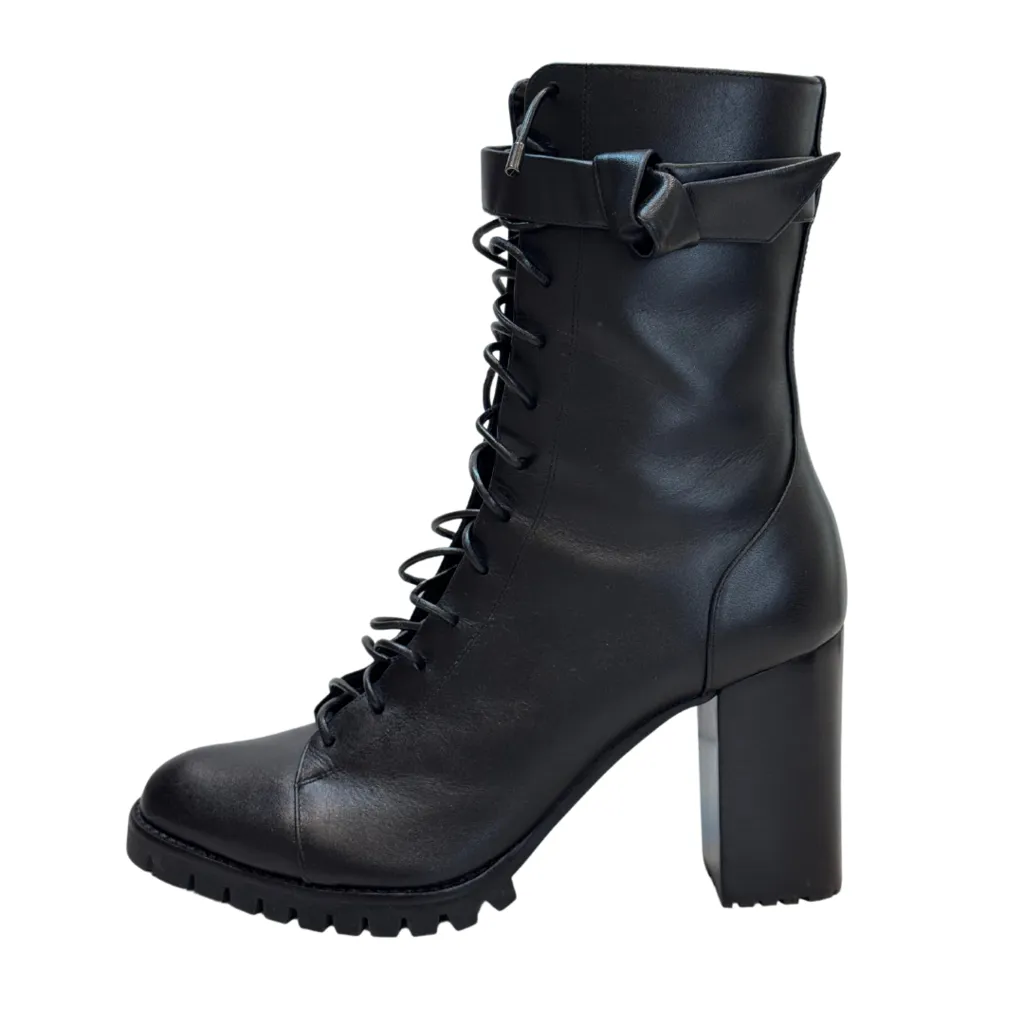 Alexandre Birman Black Lace Up Boots, 40