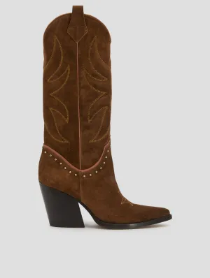 ALISON 80MM WESTERN BOOT IN ROCK SUEDE - Woman