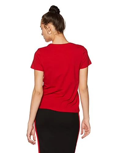 Amazon Brand - Symbol Women's Solid Regular Fit Half Sleeve T-Shirt (RN-PO2-COMBO1-Black & Red-L) (Combo Pack of 2)