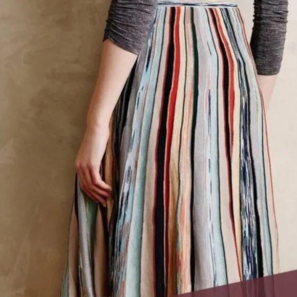 Anthropologie‎ Moth Elspeth Striped Knit Midi Skirt, Size Small