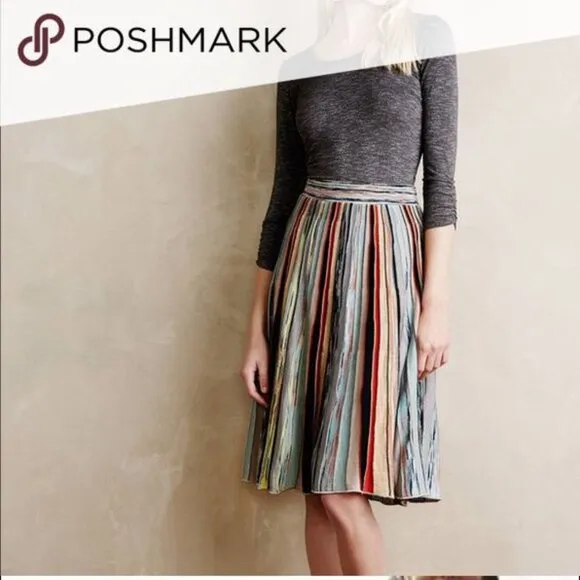 Anthropologie‎ Moth Elspeth Striped Knit Midi Skirt, Size Small