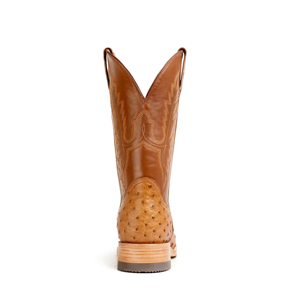 Antonio Full Quill Ostrich Stockman Square Toe Boot - Cognac