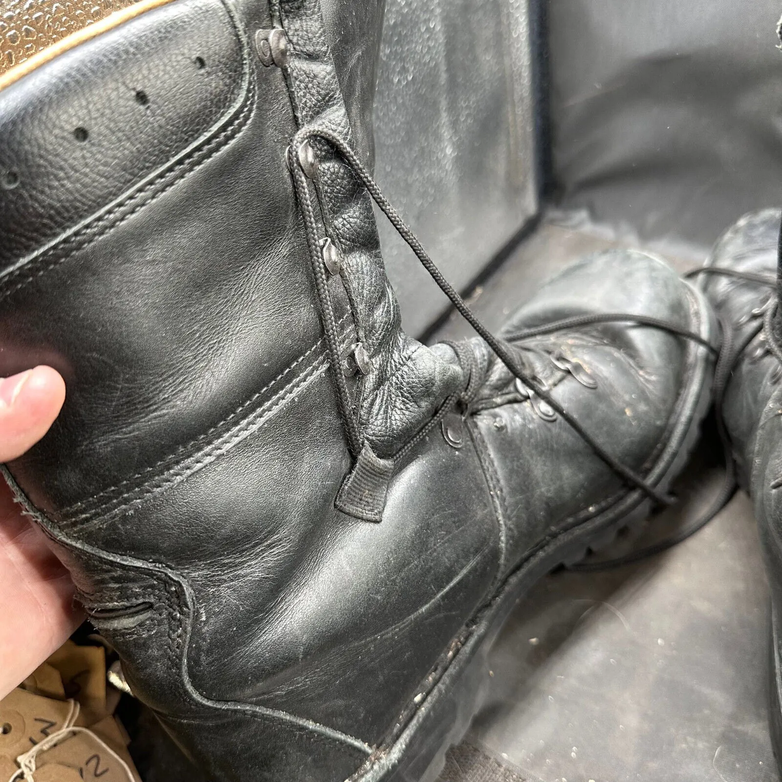 Austrian Army Black Leather Heavy Duty Combat Boots - Size EU 46 - UK 11