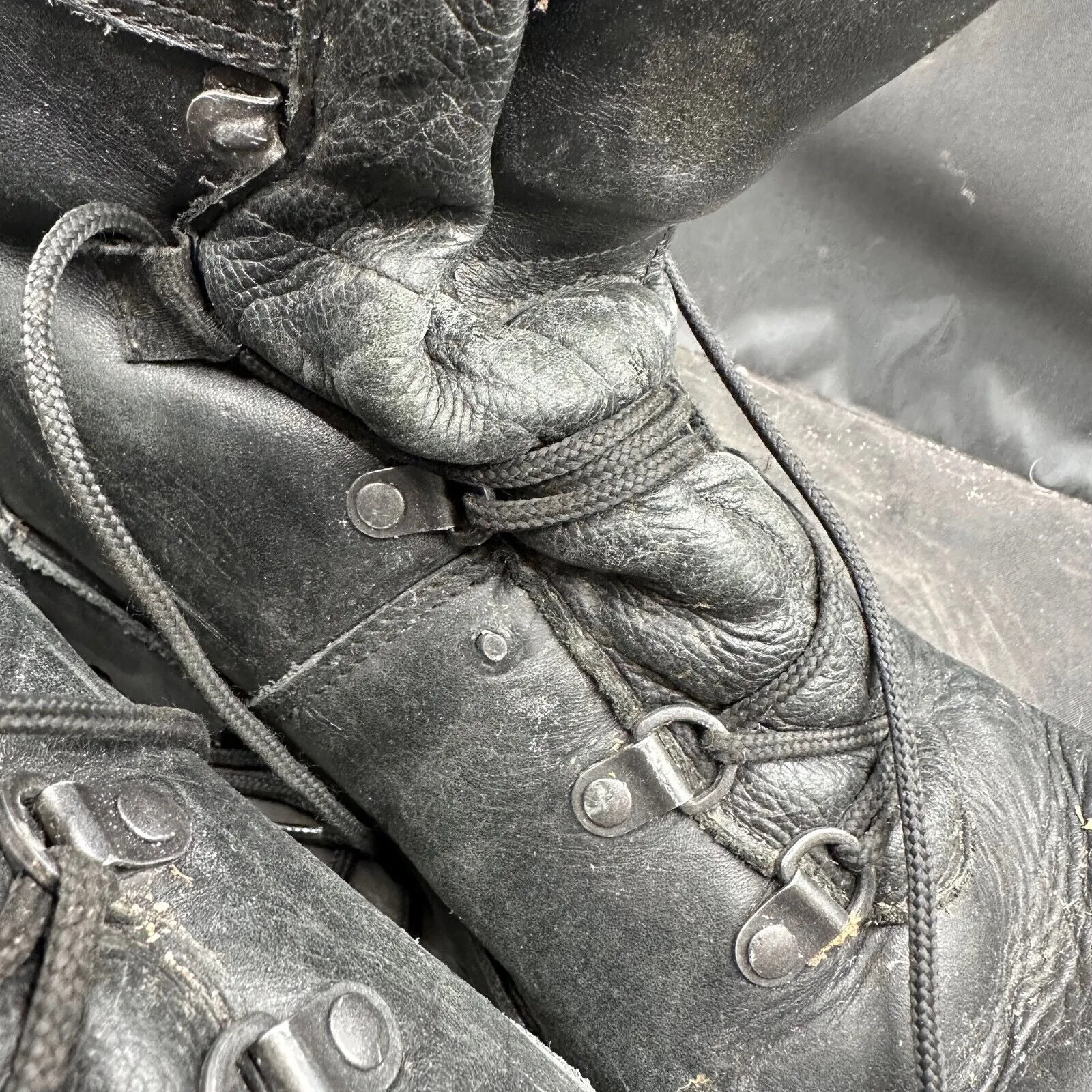 Austrian Army Black Leather Heavy Duty Combat Boots - Size EU 46 - UK 11