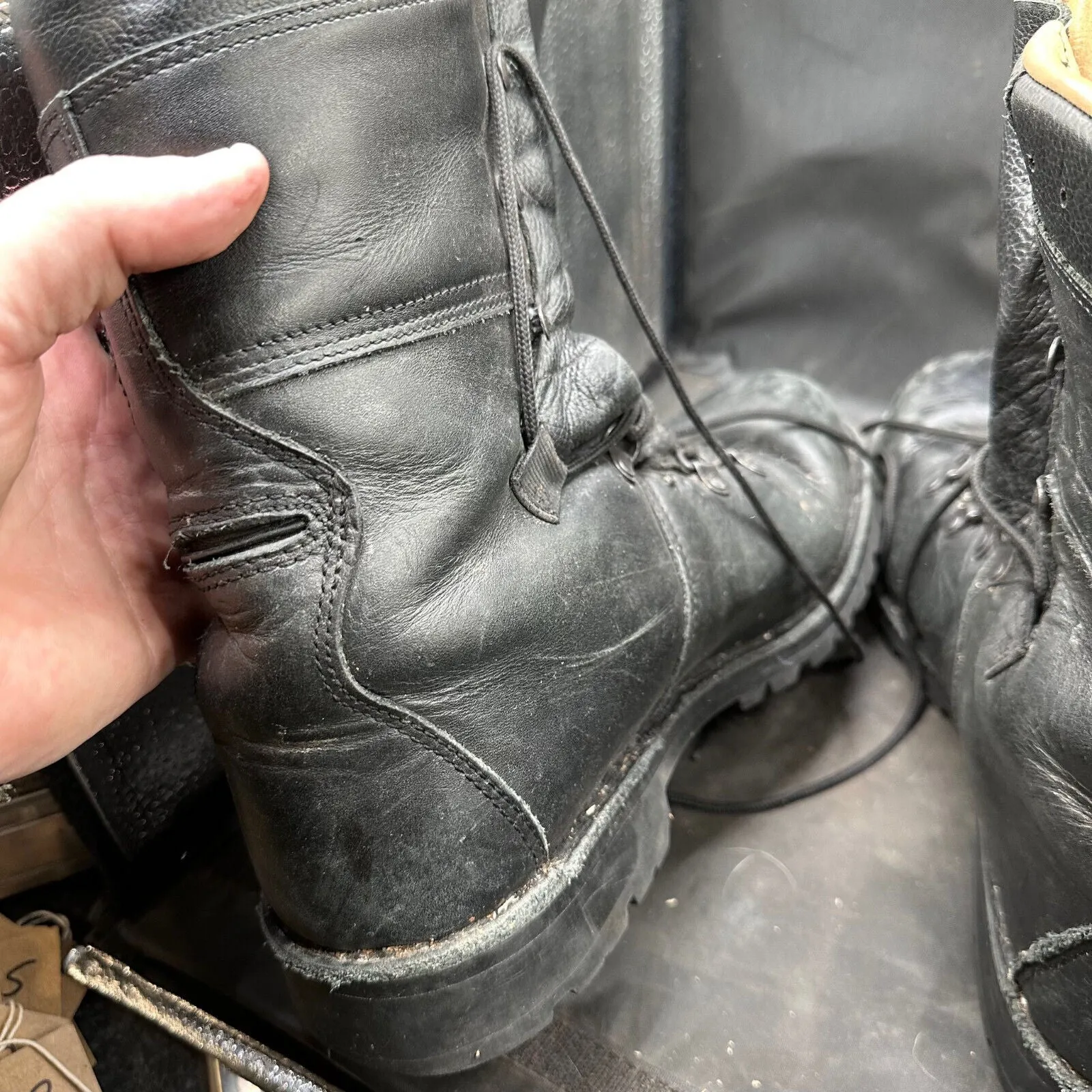 Austrian Army Black Leather Heavy Duty Combat Boots - Size EU 46 - UK 11