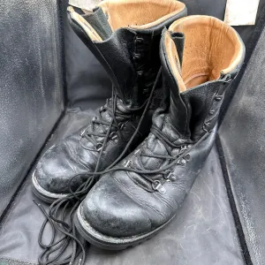 Austrian Army Black Leather Heavy Duty Combat Boots - Size EU 46 - UK 11