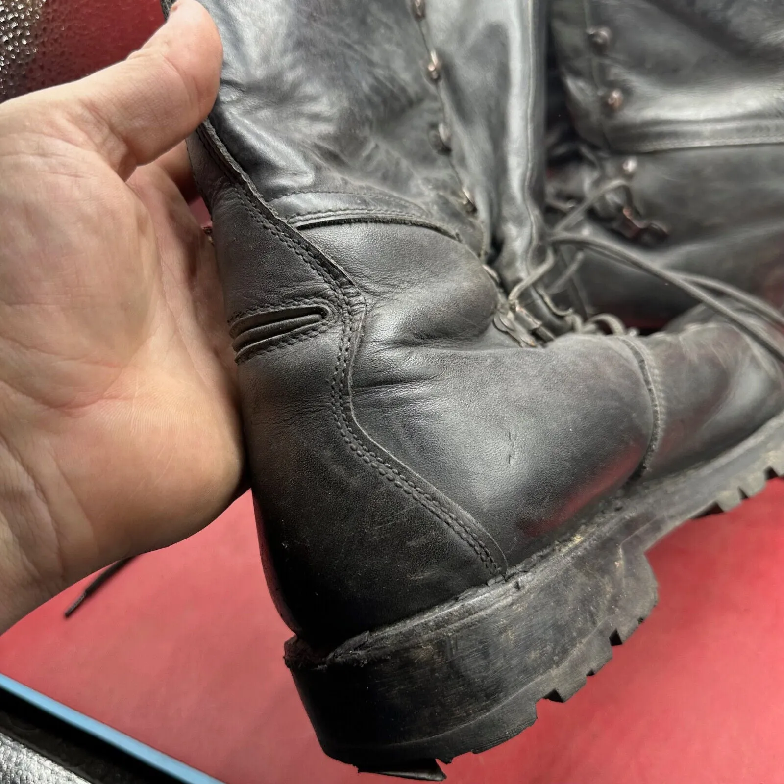Austrian Army Black Leather MEINDL Heavy Duty Combat Boots - Size EU 46 - UK 11