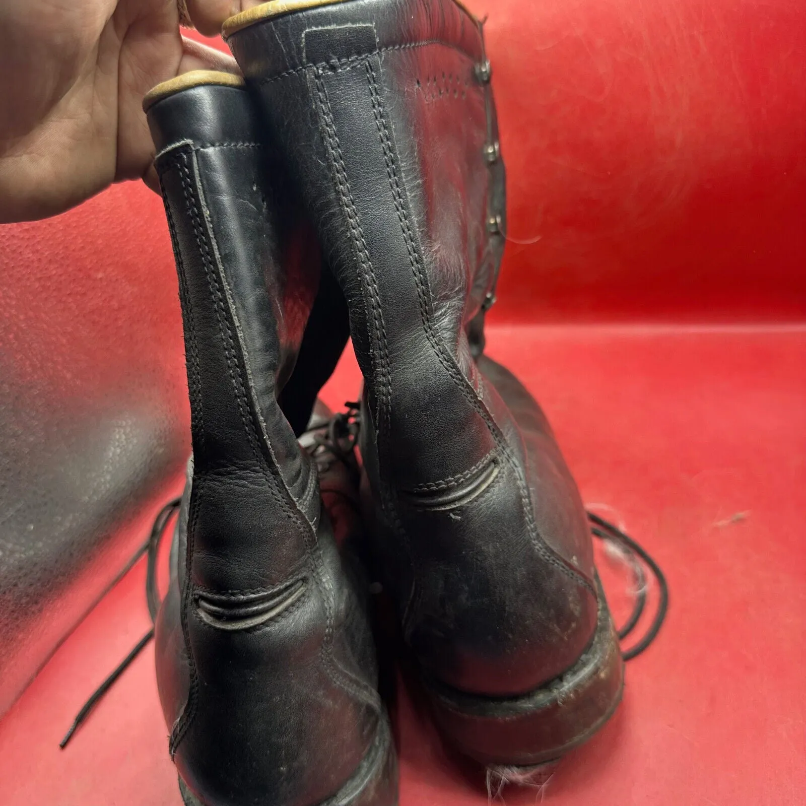 Austrian Army Black Leather MEINDL Heavy Duty Combat Boots - Size EU 46 - UK 11