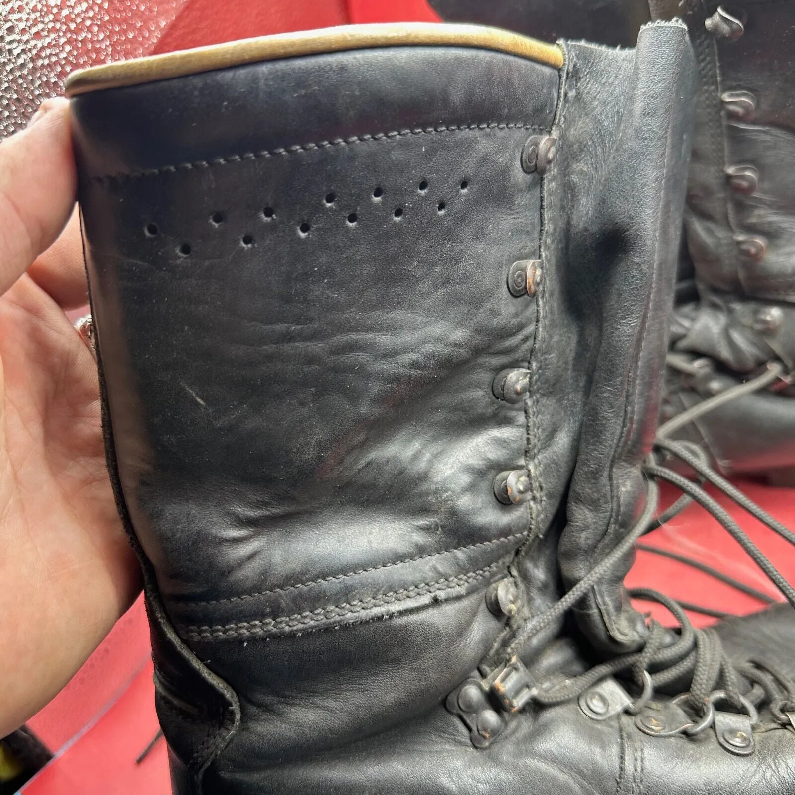Austrian Army Black Leather MEINDL Heavy Duty Combat Boots - Size EU 46 - UK 11