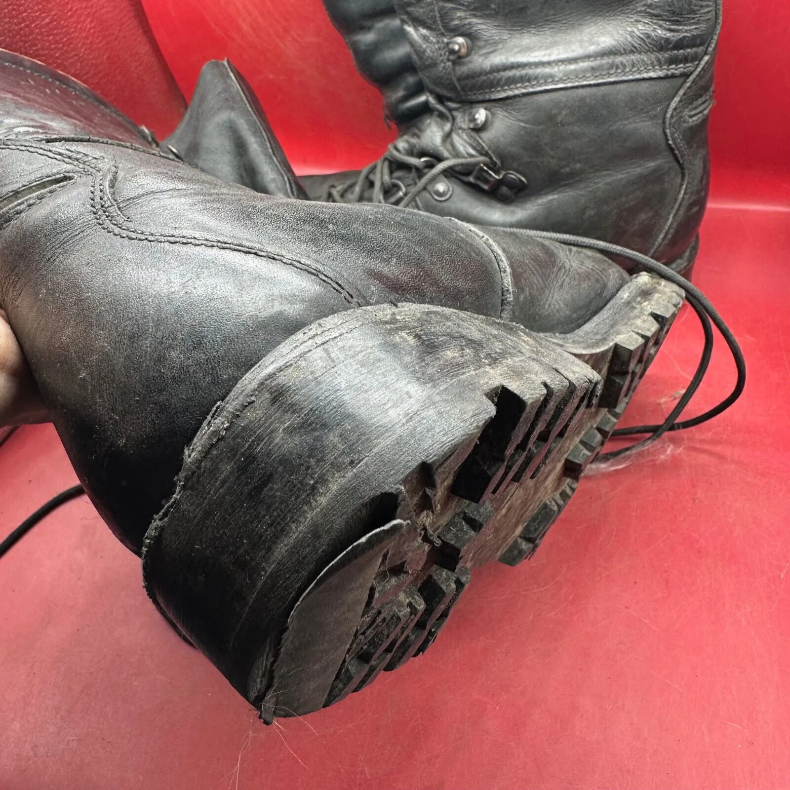 Austrian Army Black Leather MEINDL Heavy Duty Combat Boots - Size EU 46 - UK 11
