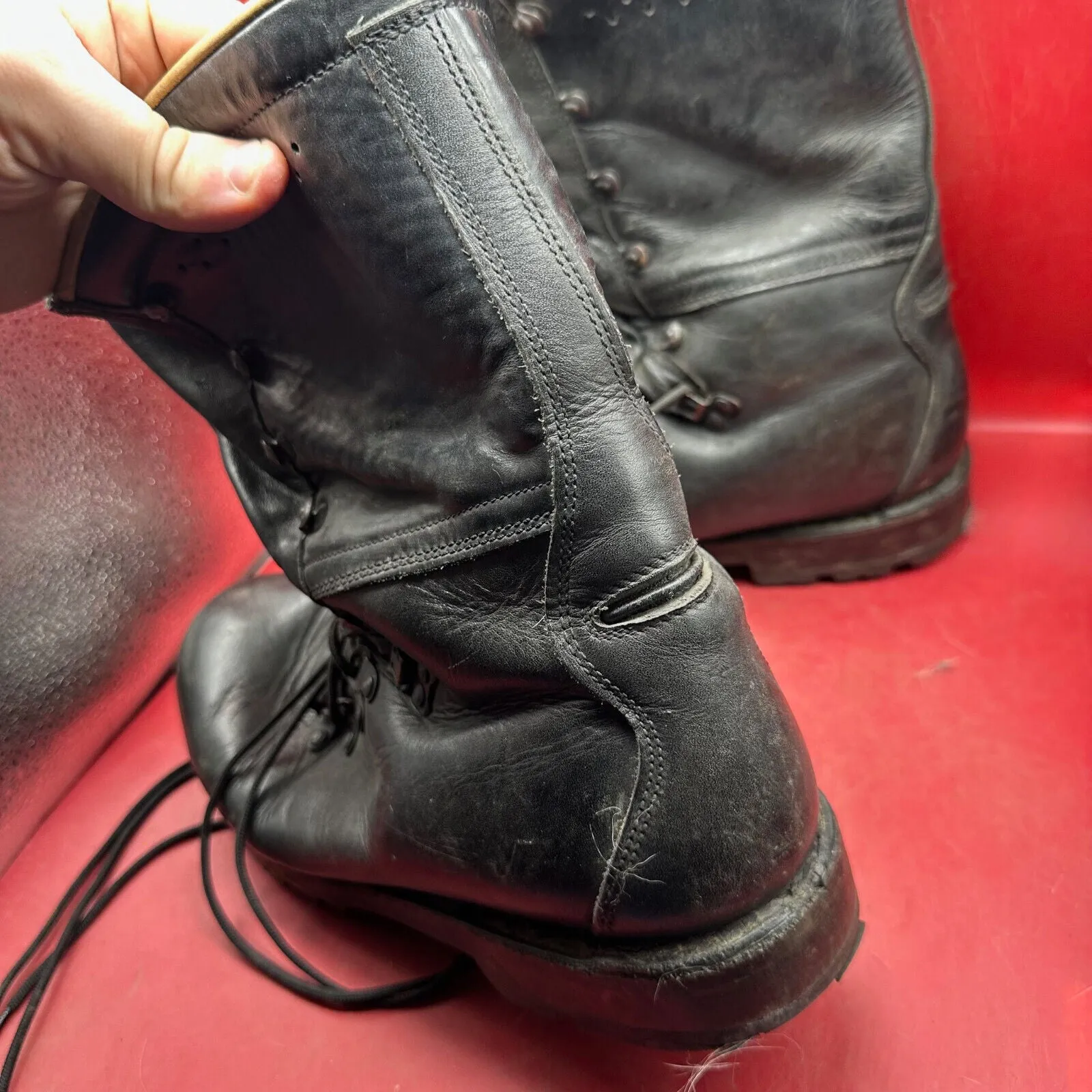 Austrian Army Black Leather MEINDL Heavy Duty Combat Boots - Size EU 46 - UK 11