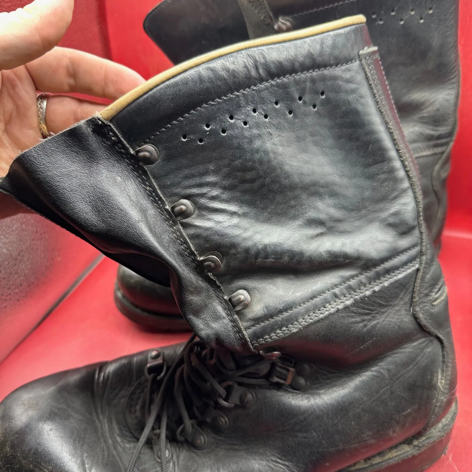 Austrian Army Black Leather MEINDL Heavy Duty Combat Boots - Size EU 46 - UK 11