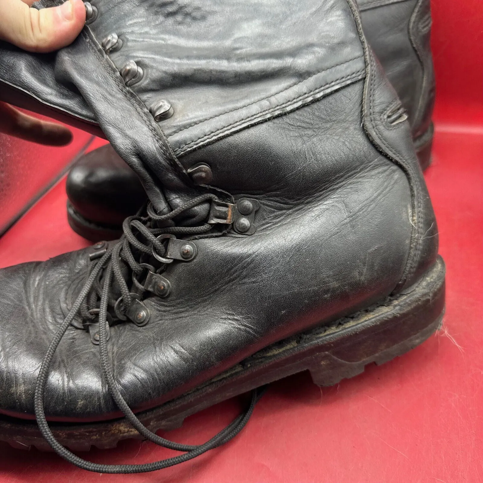Austrian Army Black Leather MEINDL Heavy Duty Combat Boots - Size EU 46 - UK 11