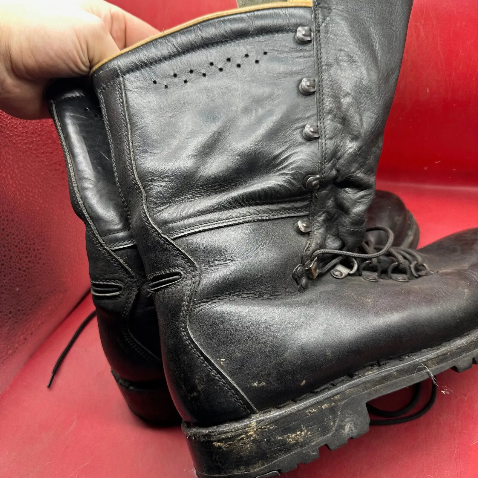 Austrian Army Black Leather MEINDL Heavy Duty Combat Boots - Size EU 46 - UK 11