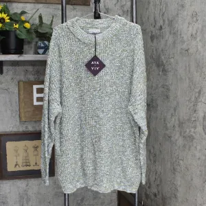 Ava & Viv Women's Plus Size Crewneck Multi Texture Pullover Sweater Green 4X