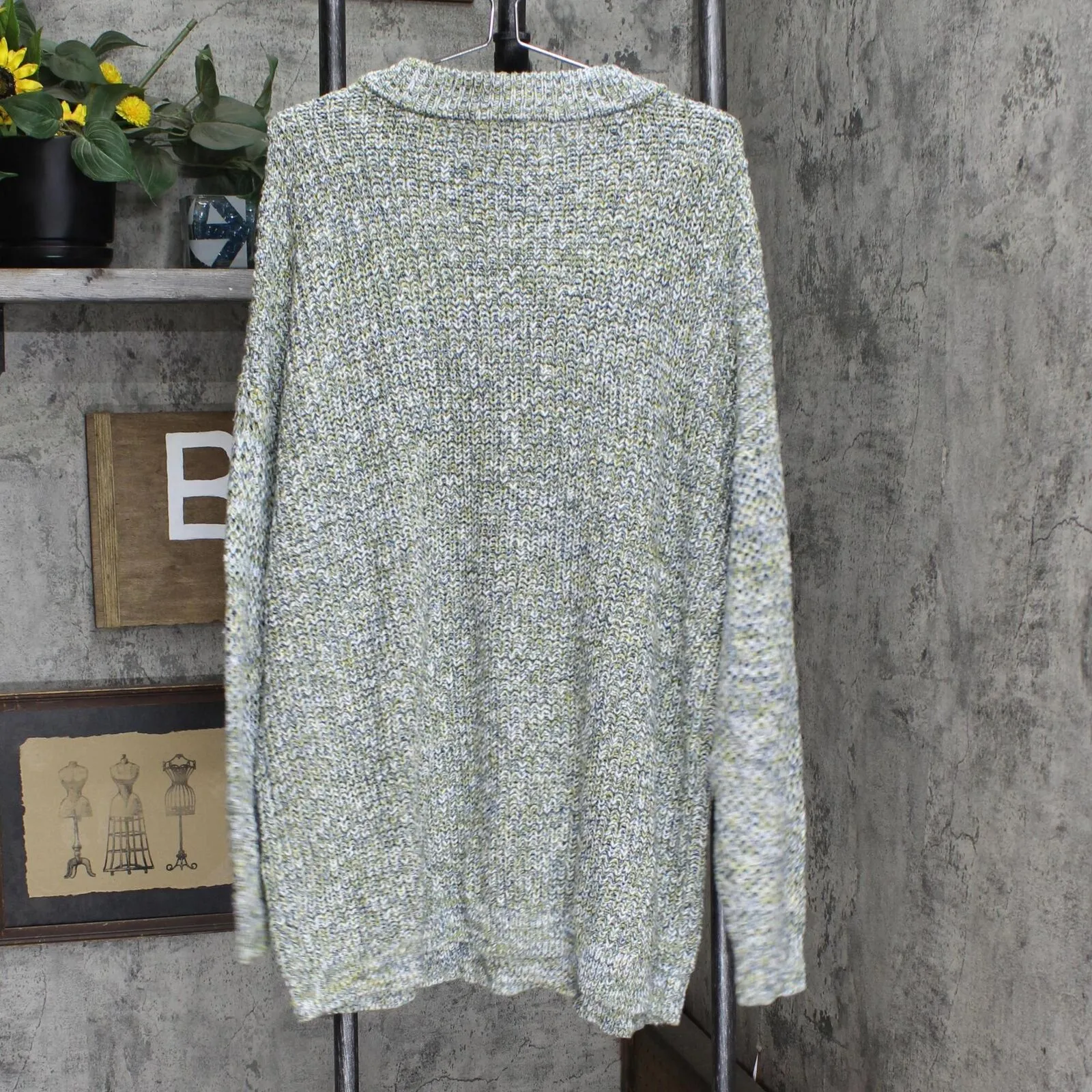 Ava & Viv Women's Plus Size Crewneck Multi Texture Pullover Sweater Green 4X