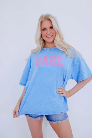 Babe Acid Washed Rhinestone Graphic Tee - 2 Colors