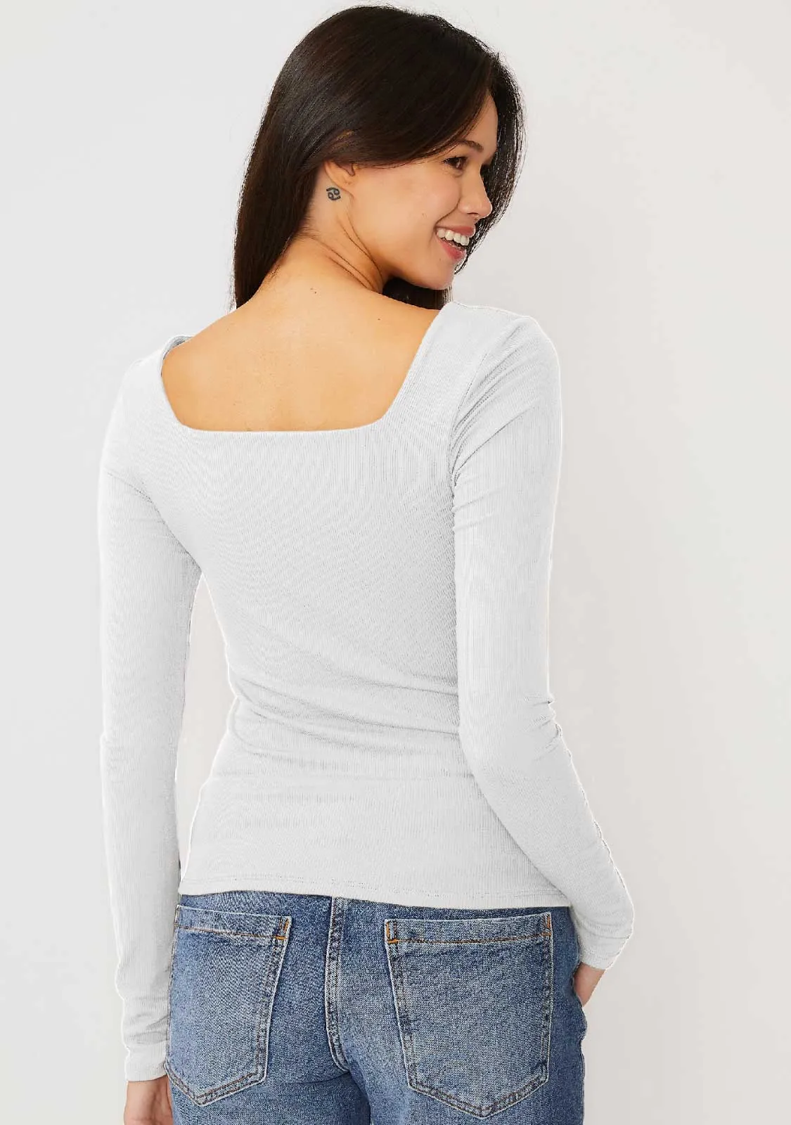 Baby Rib Square Neck L/S Top