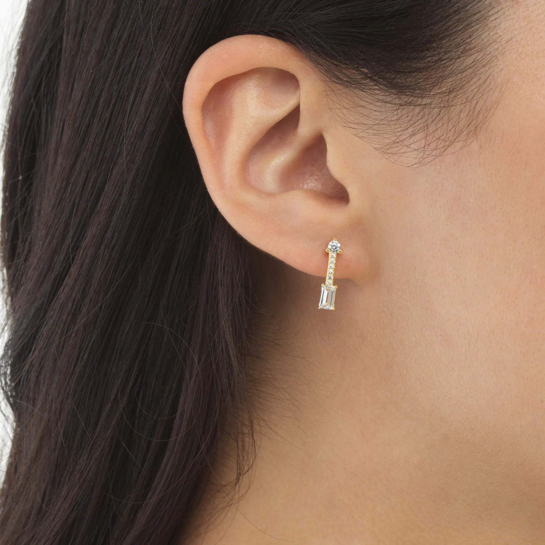 Baguette Arrow Stud Earring