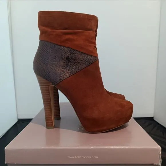 💯🔥BAKERS KATERINA SUEDE LEATHER BOOTIES 3&quot; HEELS WOMEN'S SIZE 9.5- Gently Wor