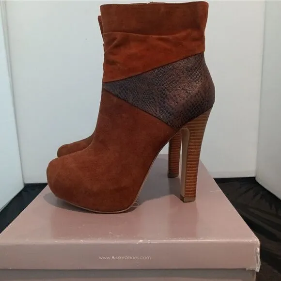 💯🔥BAKERS KATERINA SUEDE LEATHER BOOTIES 3&quot; HEELS WOMEN'S SIZE 9.5- Gently Wor