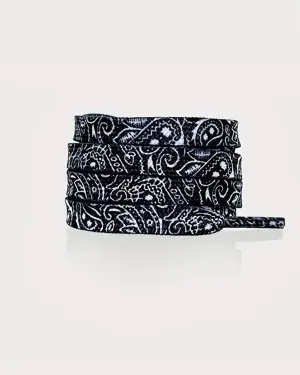 Bandana Paisley Shoe Laces 47-inch, Black/White (1 Pair)