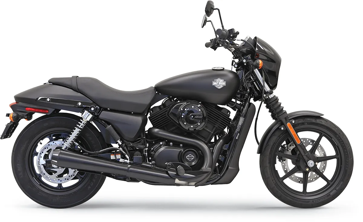 Bassani Manufacturing 1587RB 4in. Slip-On Muffler - Straight Edge - Black with Black Billet End Caps and Contrasting Flutes
