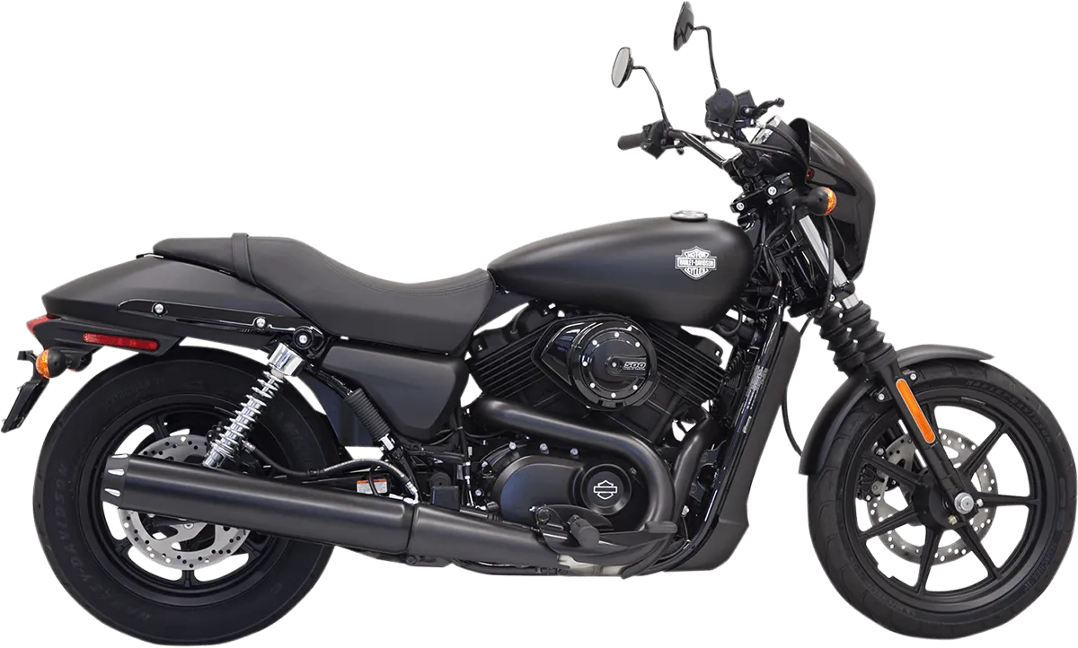 Bassani Manufacturing 1587RB 4in. Slip-On Muffler - Straight Edge - Black with Black Billet End Caps and Contrasting Flutes