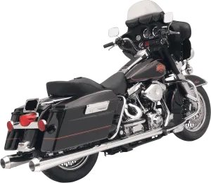Bassani Manufacturing FLH-517L 4in. Slip-On Megaphone Mufflers with 2 1/2in. Performance Baffles -  Chrome with Billet End Cap