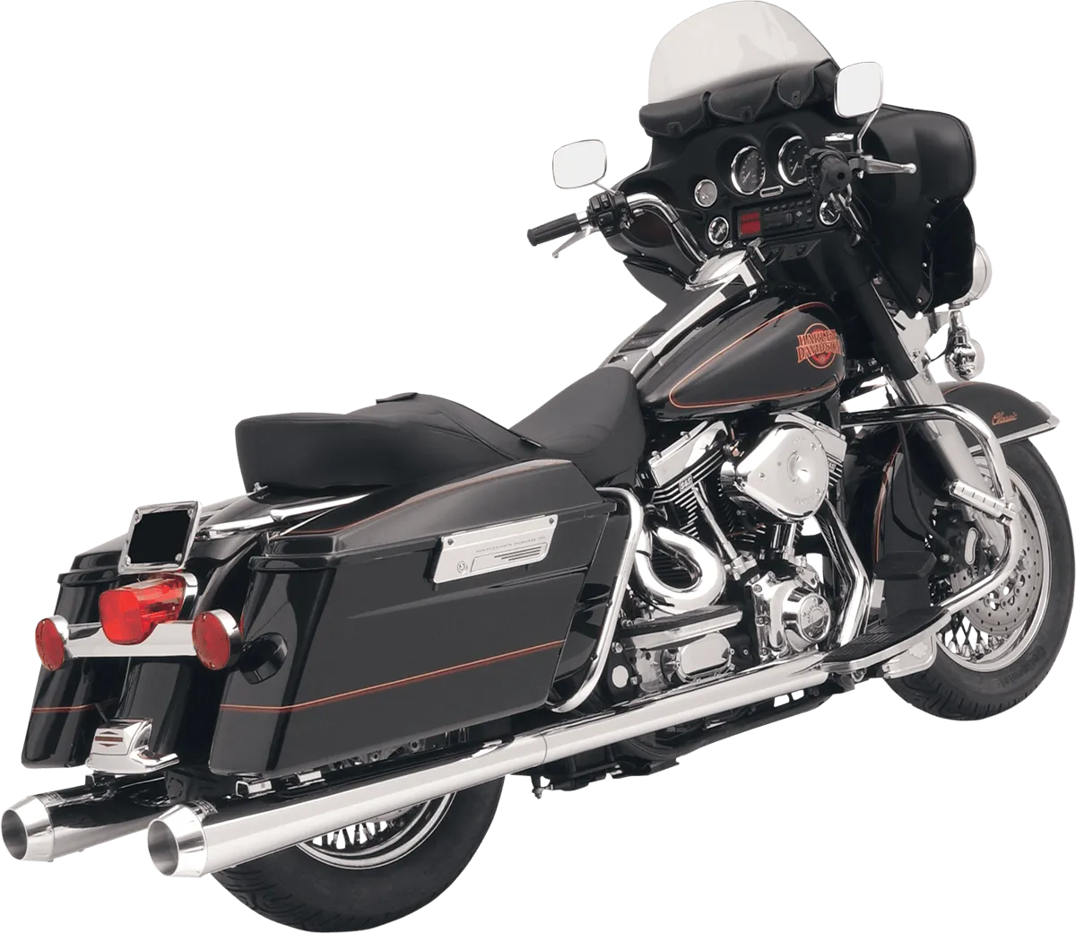 Bassani Manufacturing FLH-517L 4in. Slip-On Megaphone Mufflers with 2 1/2in. Performance Baffles -  Chrome with Billet End Cap