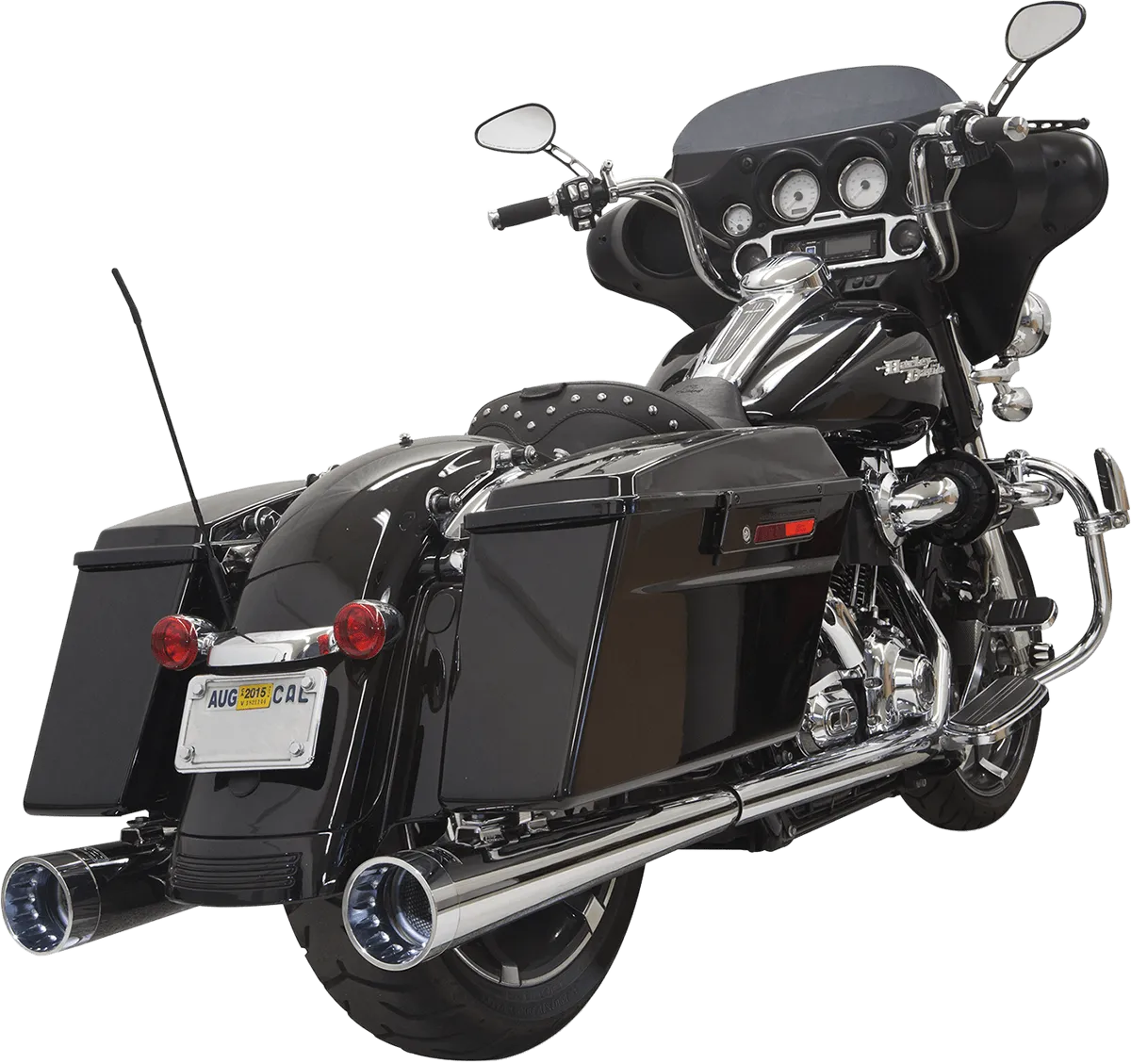 Bassani Manufacturing FLH-517L 4in. Slip-On Megaphone Mufflers with 2 1/2in. Performance Baffles -  Chrome with Billet End Cap