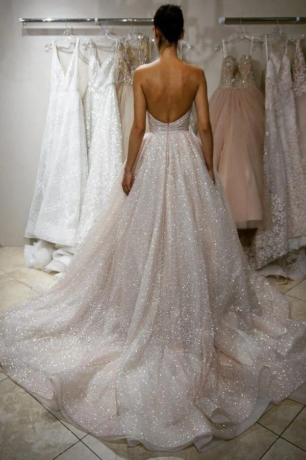 Beautiful Prom Dresses Sweetheart Long Sparkly Charming Prom Dress Evening Dress OHC449