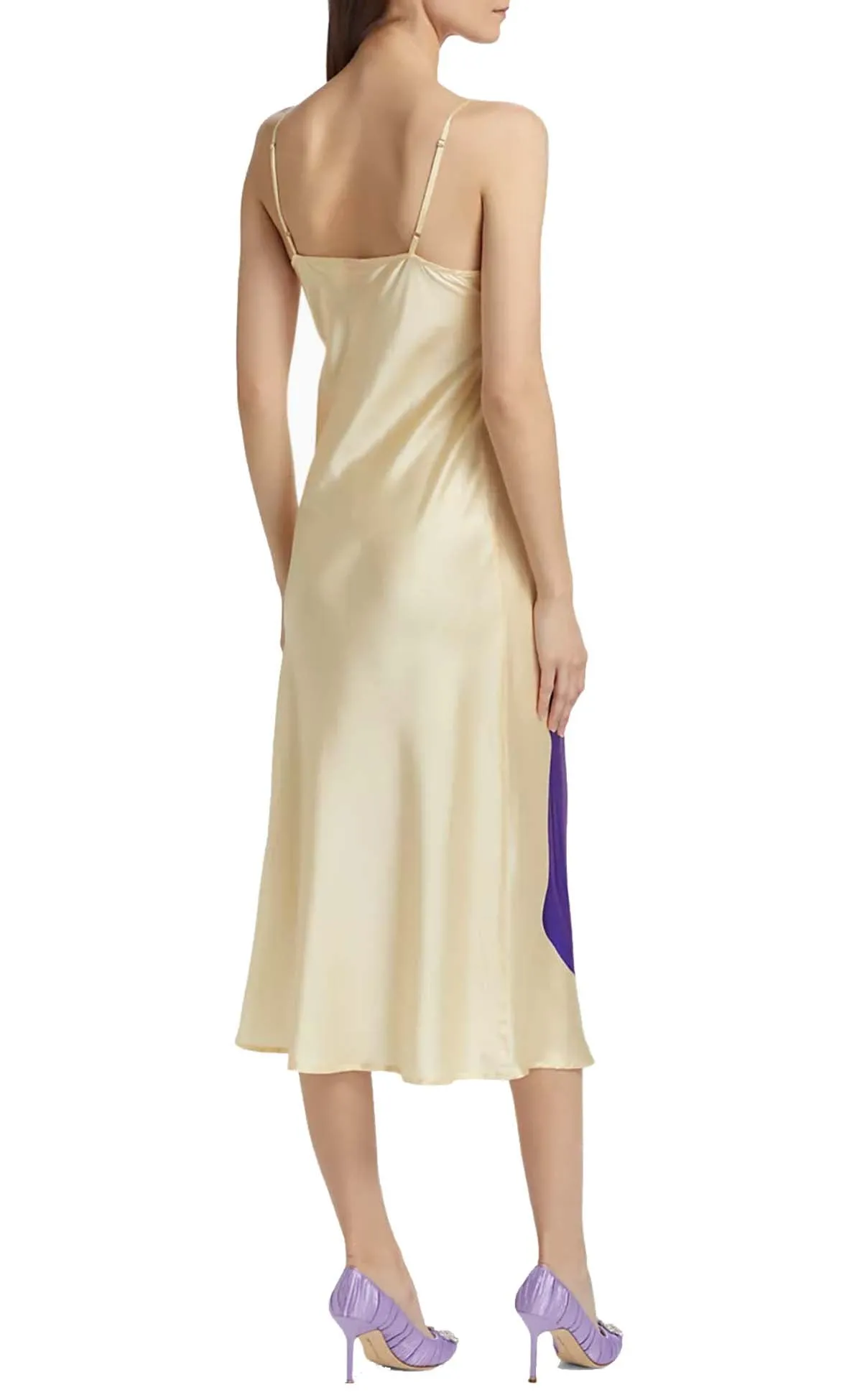 Beige Double Drape Slip Dress