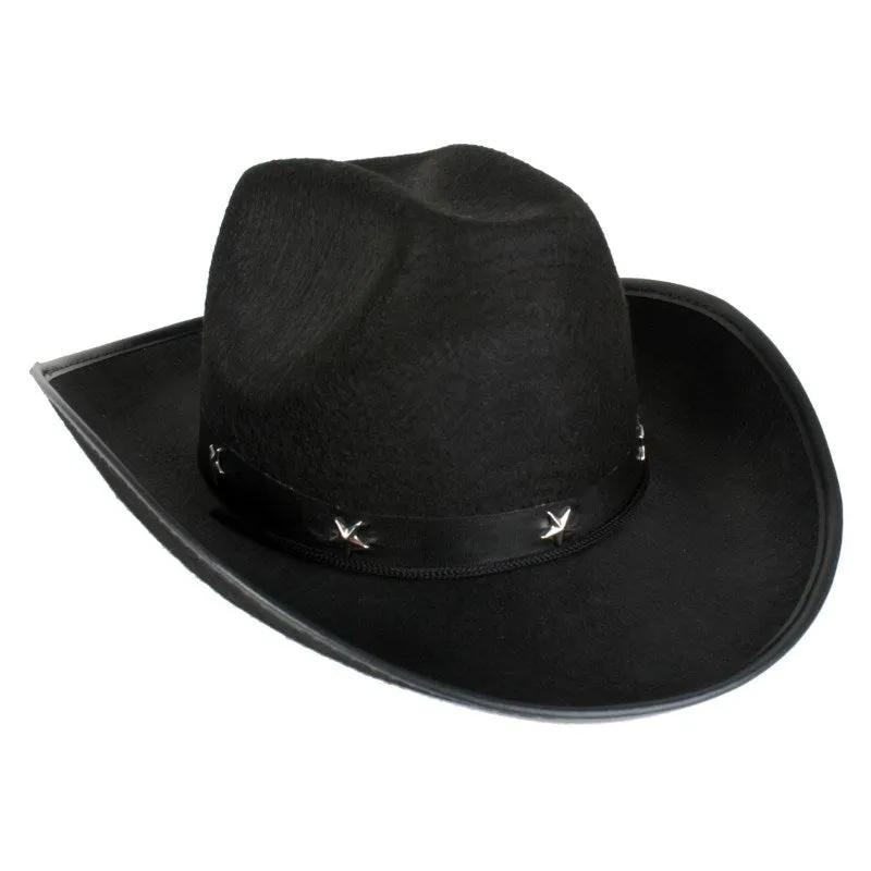 Black Cowboy Hat with Silver Star Studs on Band