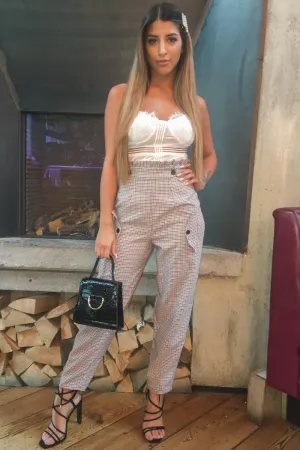 Black Orange Check Frill Detail Trousers - Bristal
