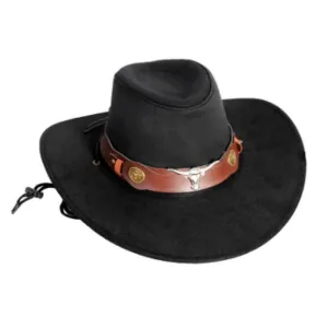 Black Suede Cowboy Hat w/ Animal Decor